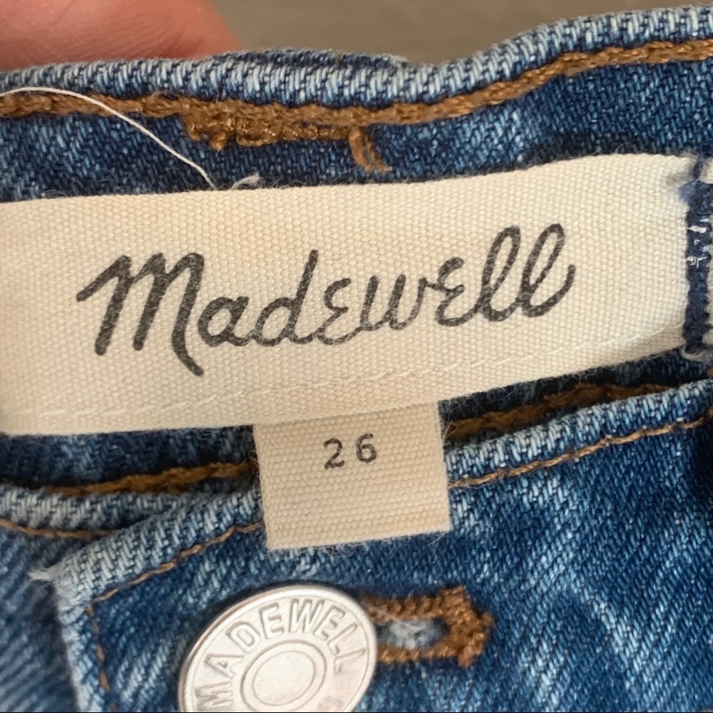 MADEWELL Denim Panel Frayed Hem 5 Pocket Skirt 100% Cotton - Picture 2 of 15